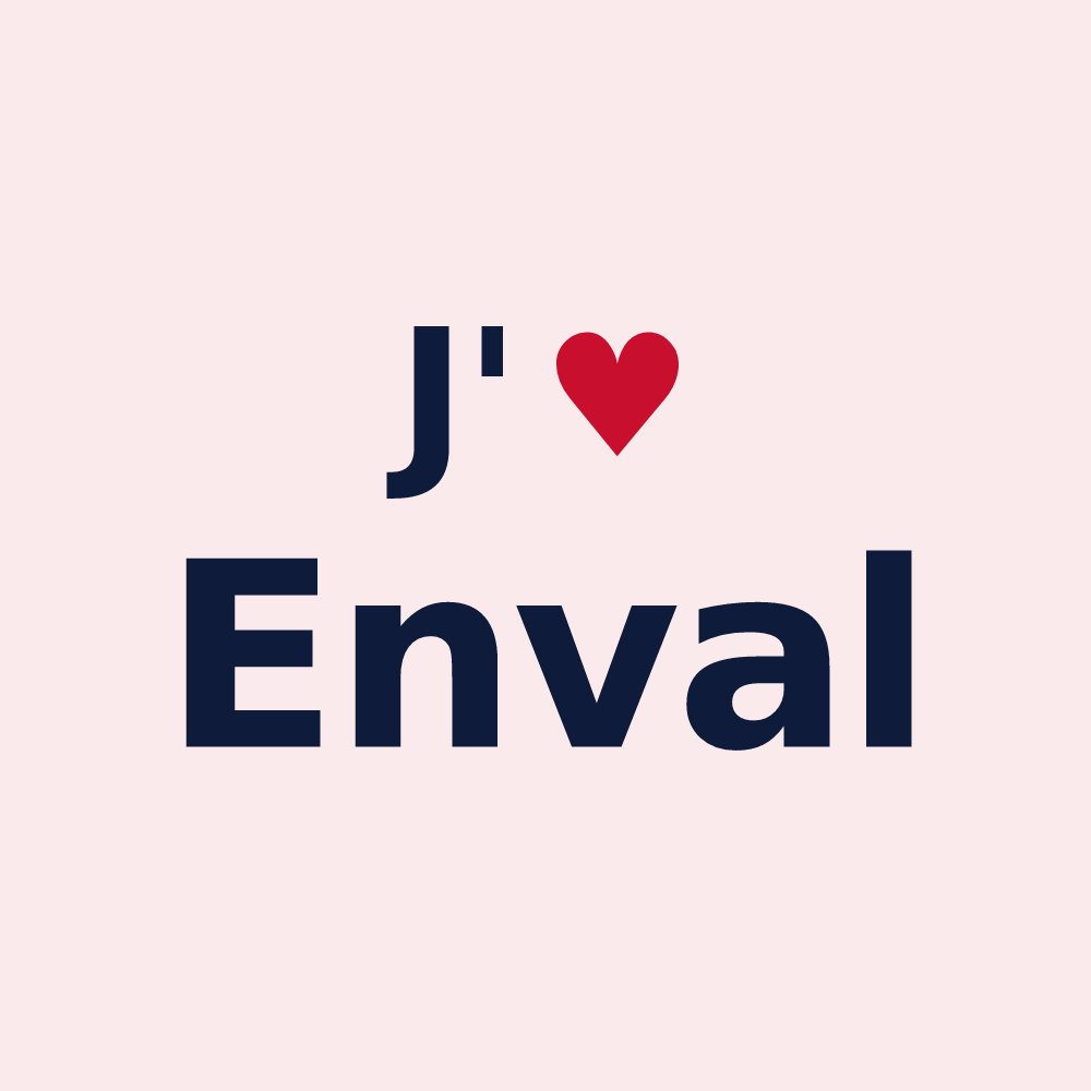 Magnet personnalisé Enval — design « J'aime Enval » imprimé sur le magnet