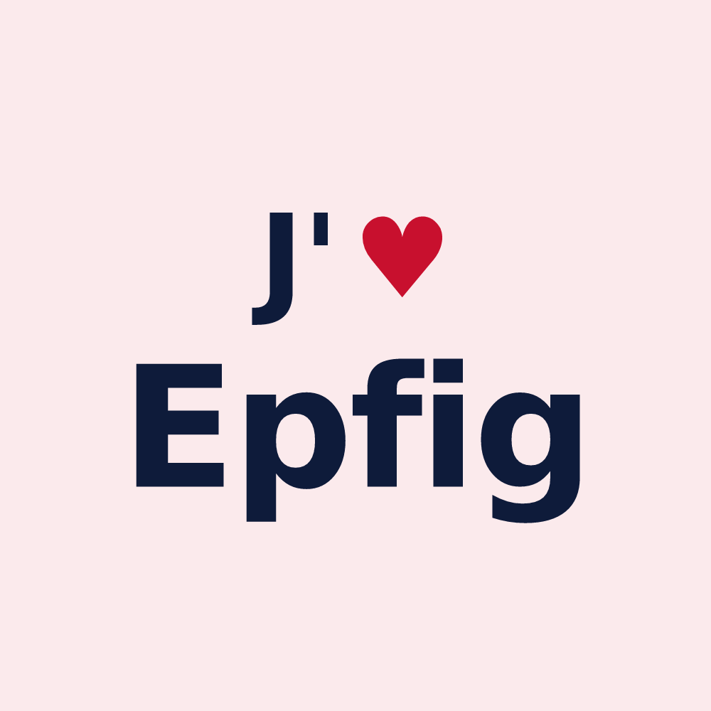 Magnet personnalisé Epfig — design « J'aime Epfig » imprimé sur le magnet