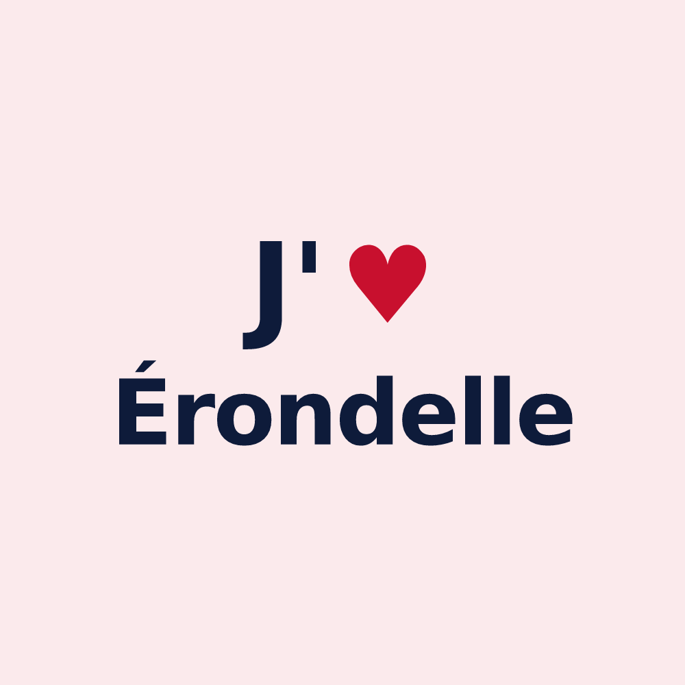 Magnet personnalisé Érondelle — design « J'aime Érondelle » imprimé sur le magnet