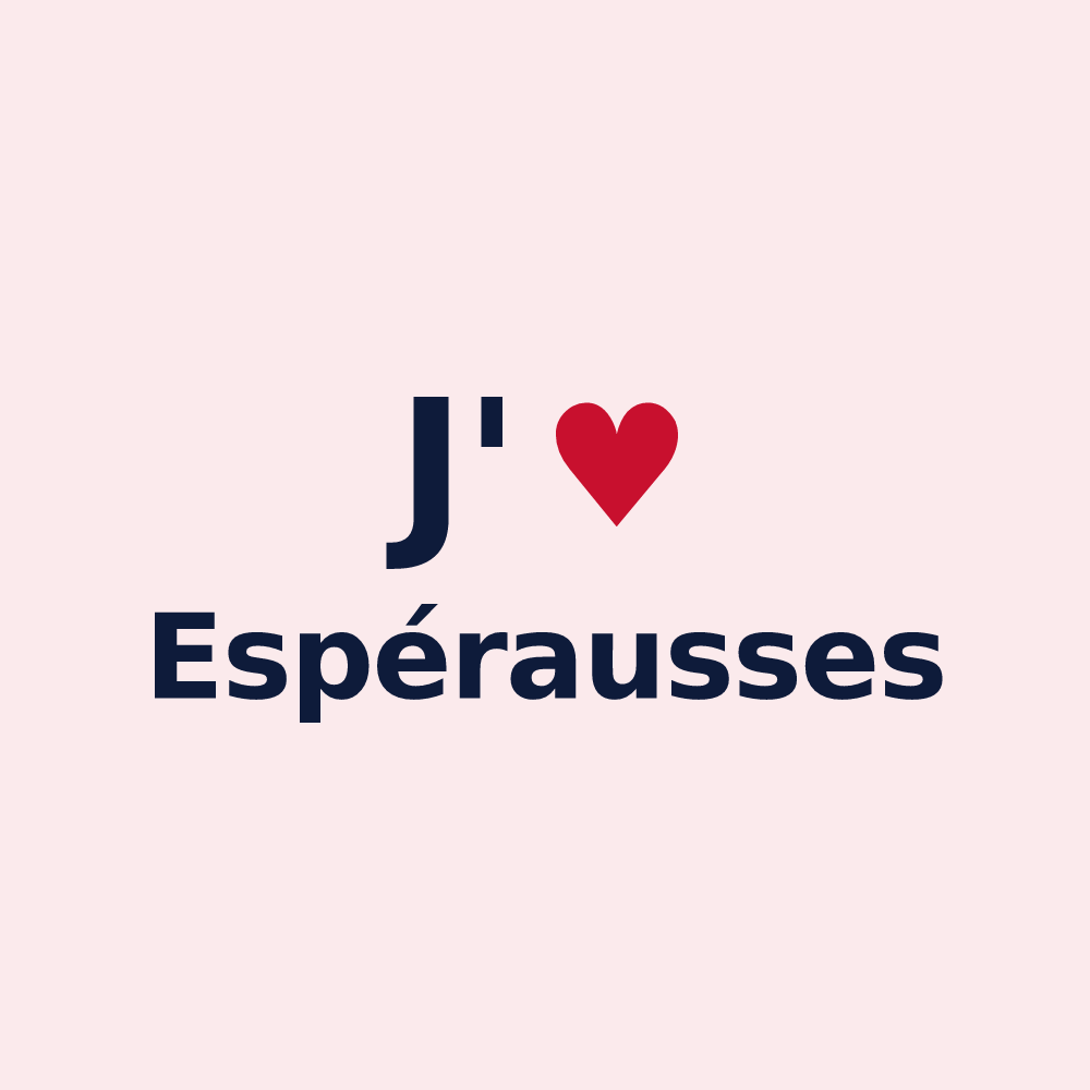 Magnet personnalisé Espérausses — design « J'aime Espérausses » imprimé sur le magnet