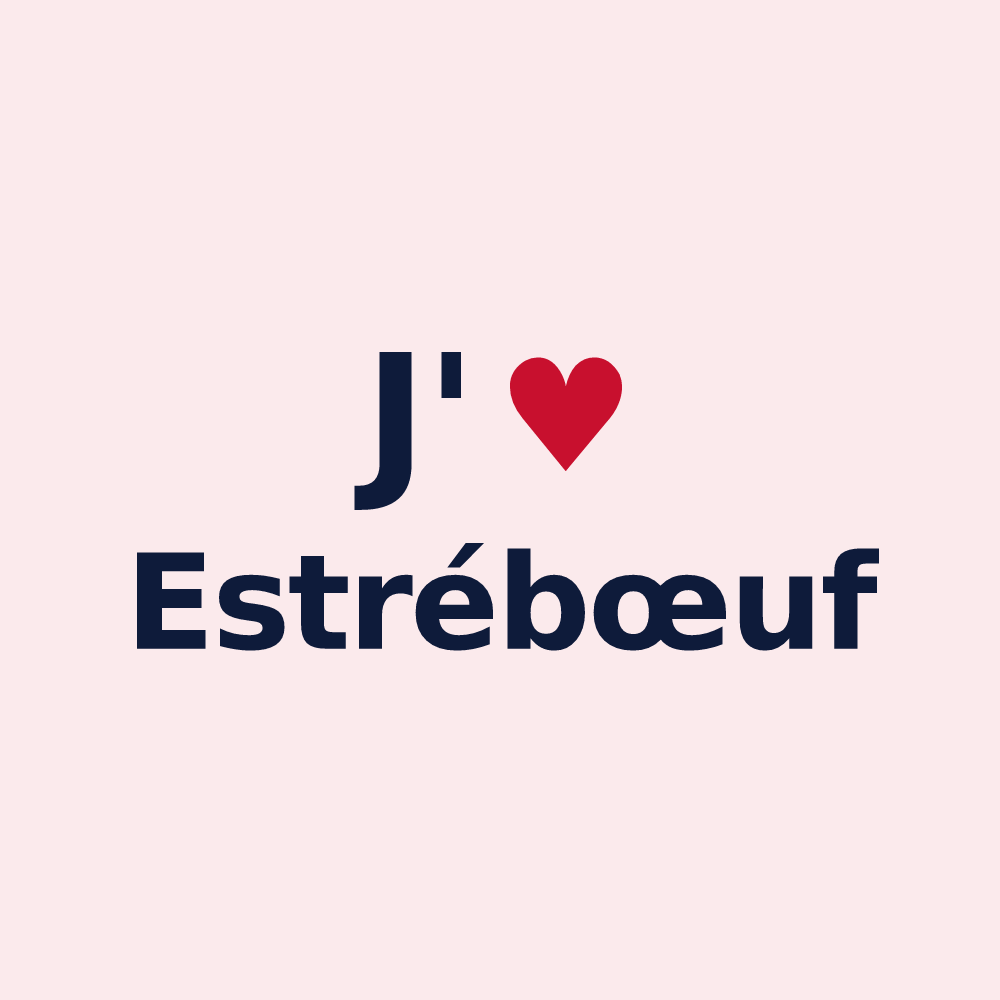 Magnet personnalisé Estrébœuf — design « J'aime Estrébœuf » imprimé sur le magnet