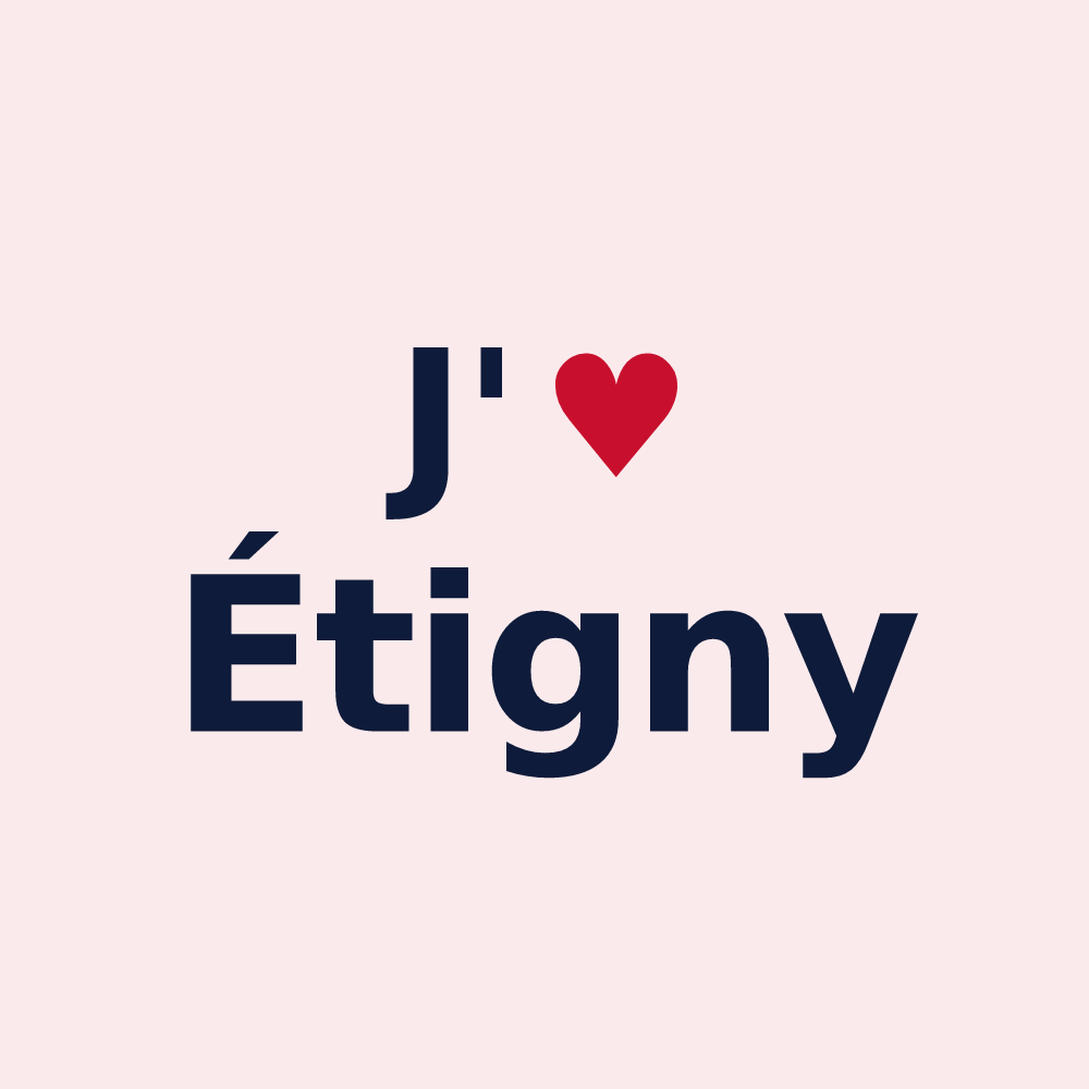 Magnet personnalisé Étigny — design « J'aime Étigny » imprimé sur le magnet