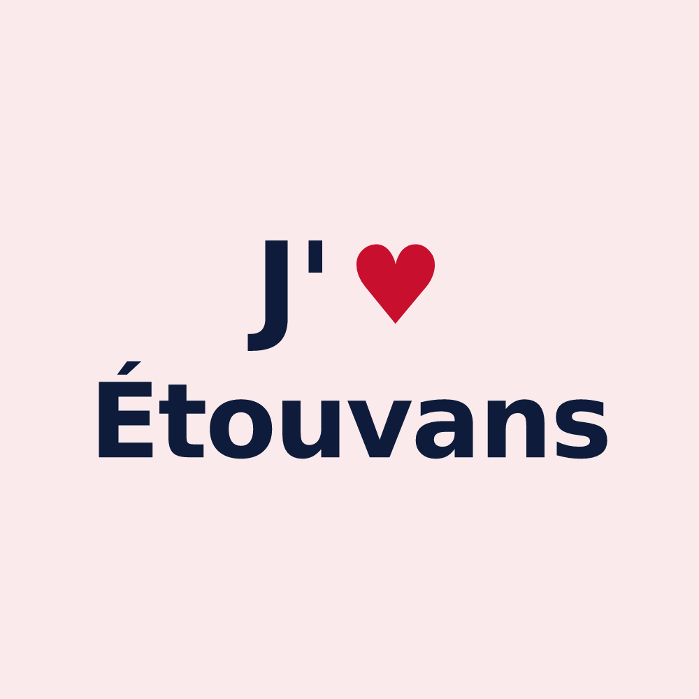 Magnet personnalisé Étouvans — design « J'aime Étouvans » imprimé sur le magnet