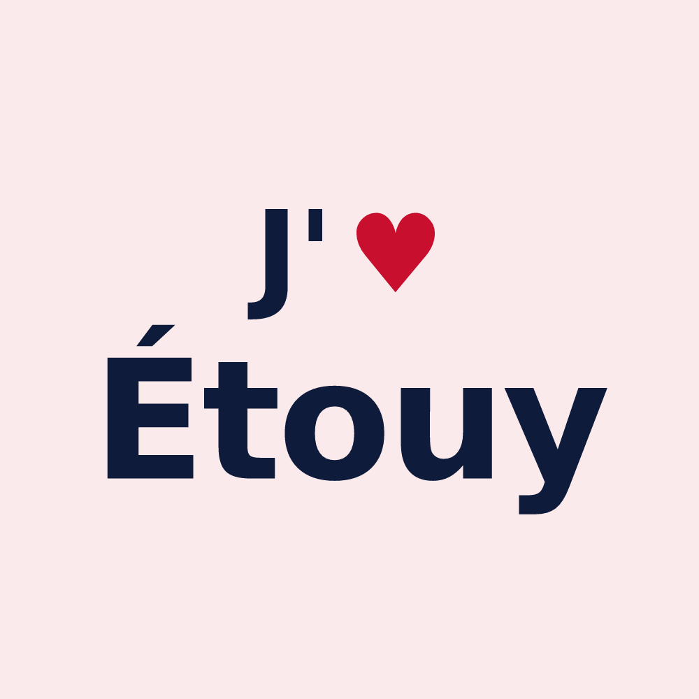 Magnet personnalisé Étouy — design « J'aime Étouy » imprimé sur le magnet
