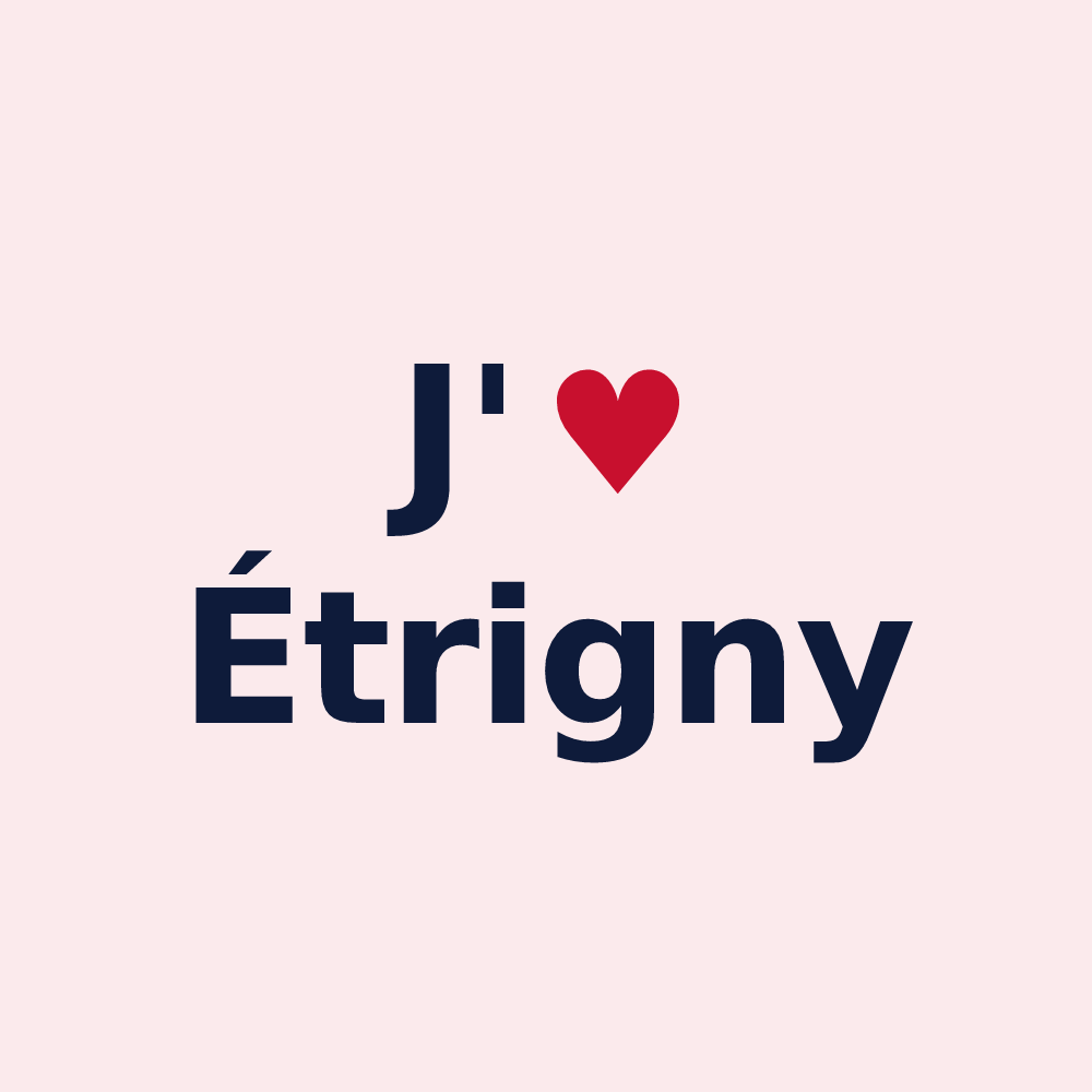 Magnet personnalisé Étrigny — design « J'aime Étrigny » imprimé sur le magnet