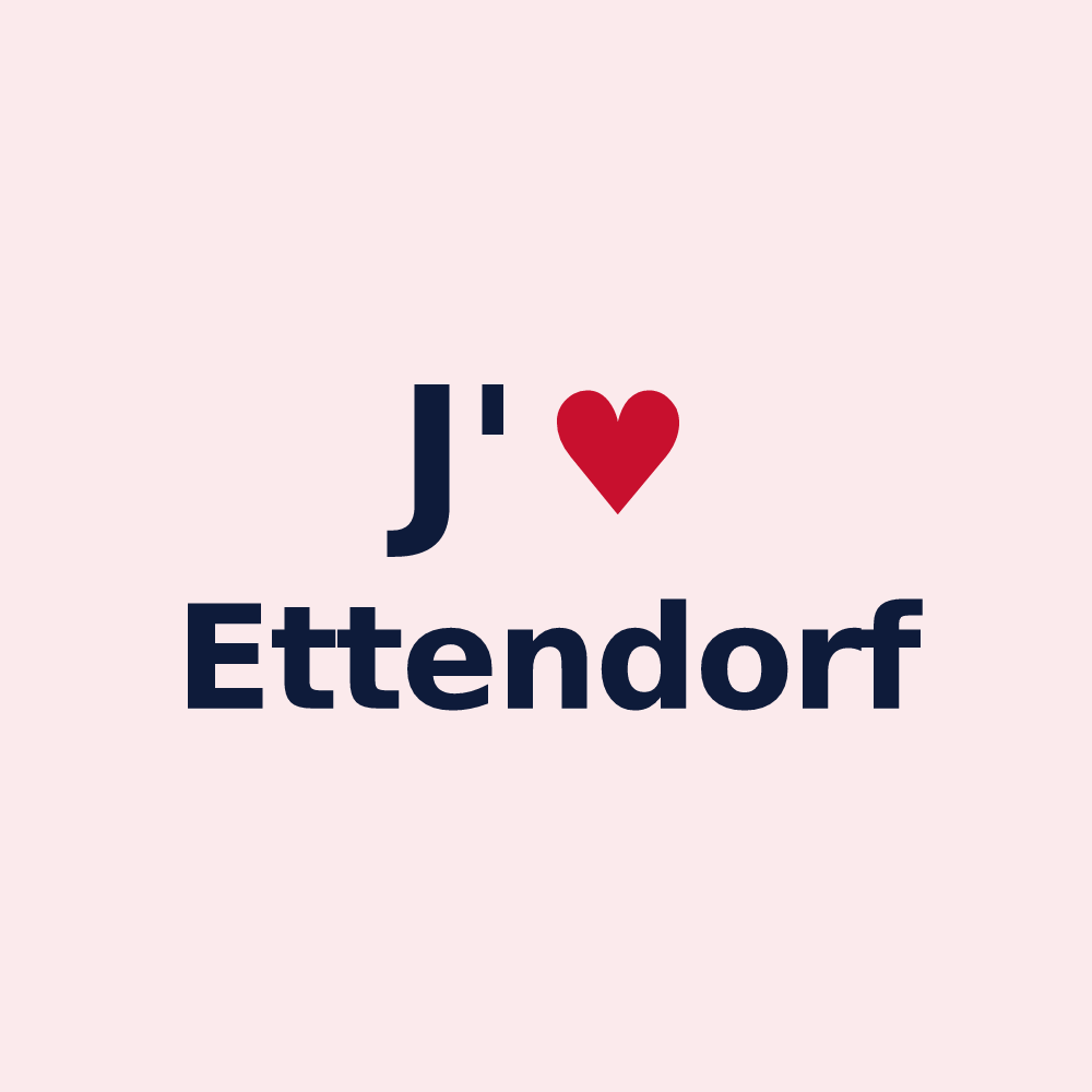 Magnet personnalisé Ettendorf — design « J'aime Ettendorf » imprimé sur le magnet