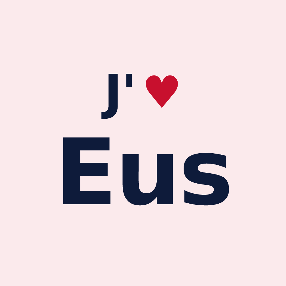 Magnet personnalisé Eus — design « J'aime Eus » imprimé sur le magnet