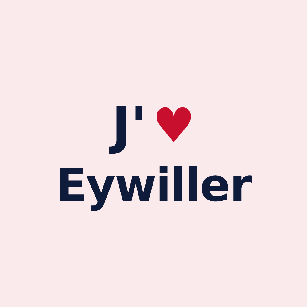Magnet personnalisé Eywiller — design « J'aime Eywiller » imprimé sur le magnet