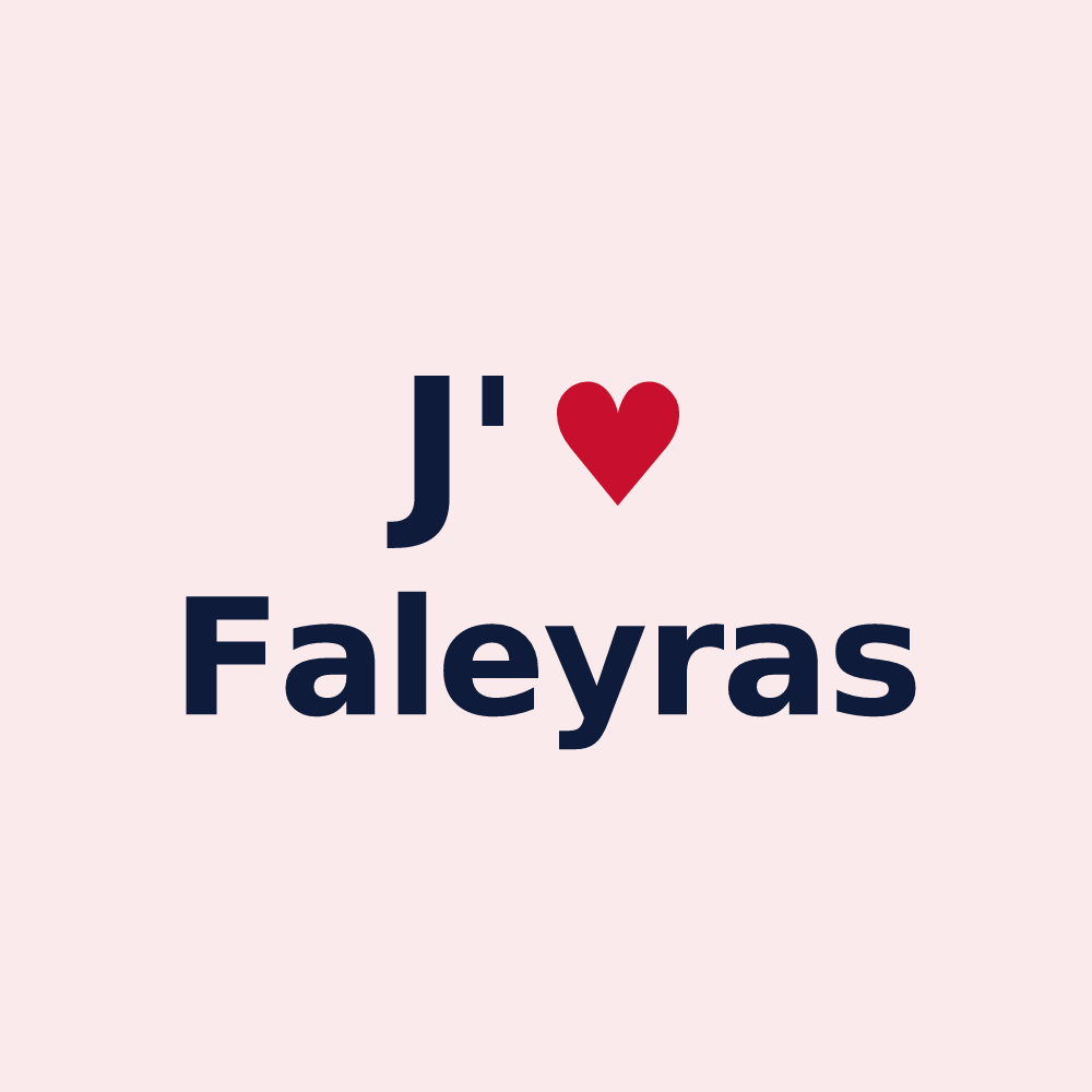 Magnet personnalisé Faleyras — design « J'aime Faleyras » imprimé sur le magnet