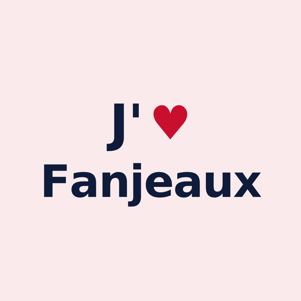 Magnet personnalisé Fanjeaux — design « J'aime Fanjeaux » imprimé sur le magnet