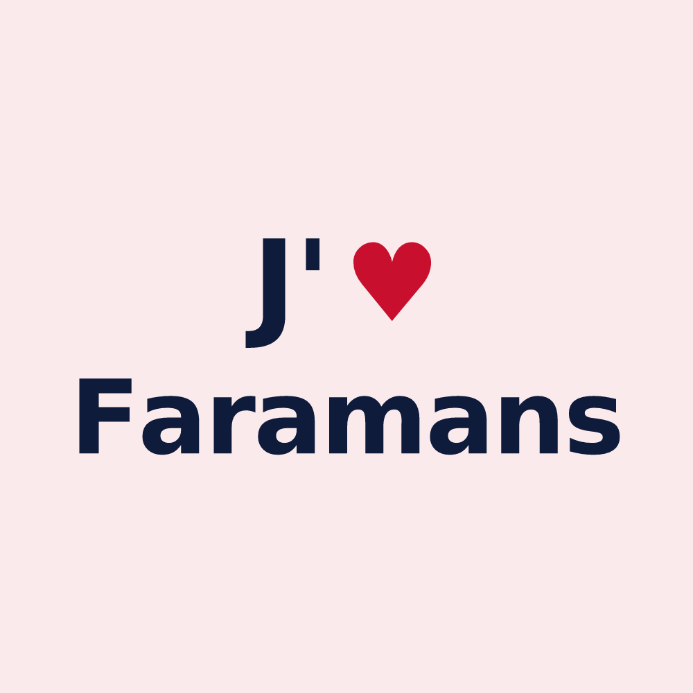 Magnet personnalisé Faramans — design J'aime Faramans