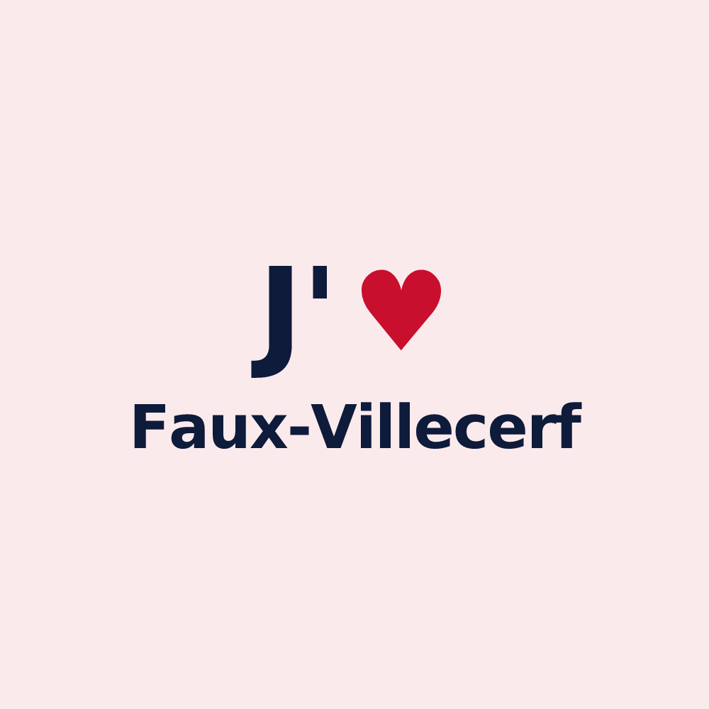Magnet personnalisé Faux-Villecerf — design « J'aime Faux-Villecerf » imprimé sur le magnet
