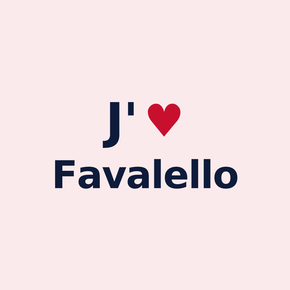 Magnet personnalisé Favalello — design « J'aime Favalello » imprimé sur le magnet