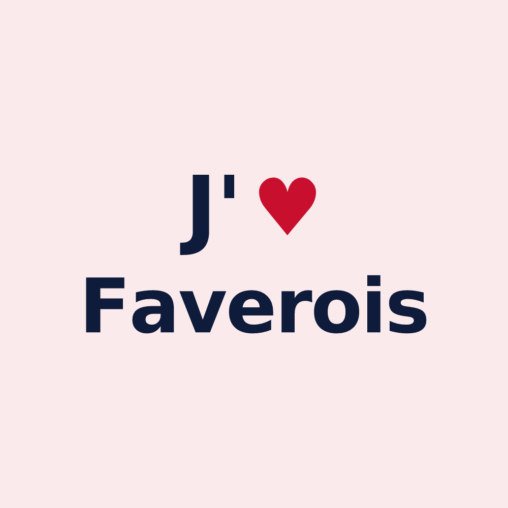 Magnet personnalisé Faverois — design « J'aime Faverois » imprimé sur le magnet