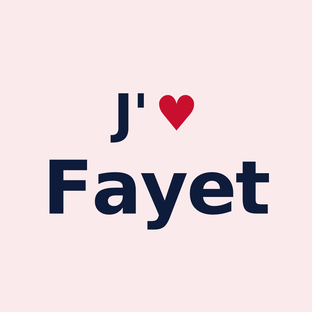 Magnet personnalisé Fayet — design « J'aime Fayet » imprimé sur le magnet