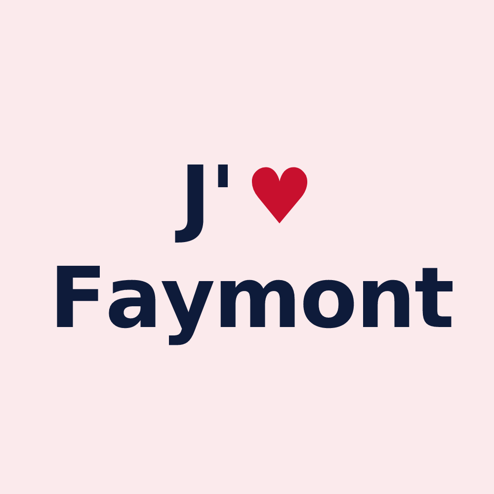 Magnet personnalisé Faymont — design « J'aime Faymont » imprimé sur le magnet