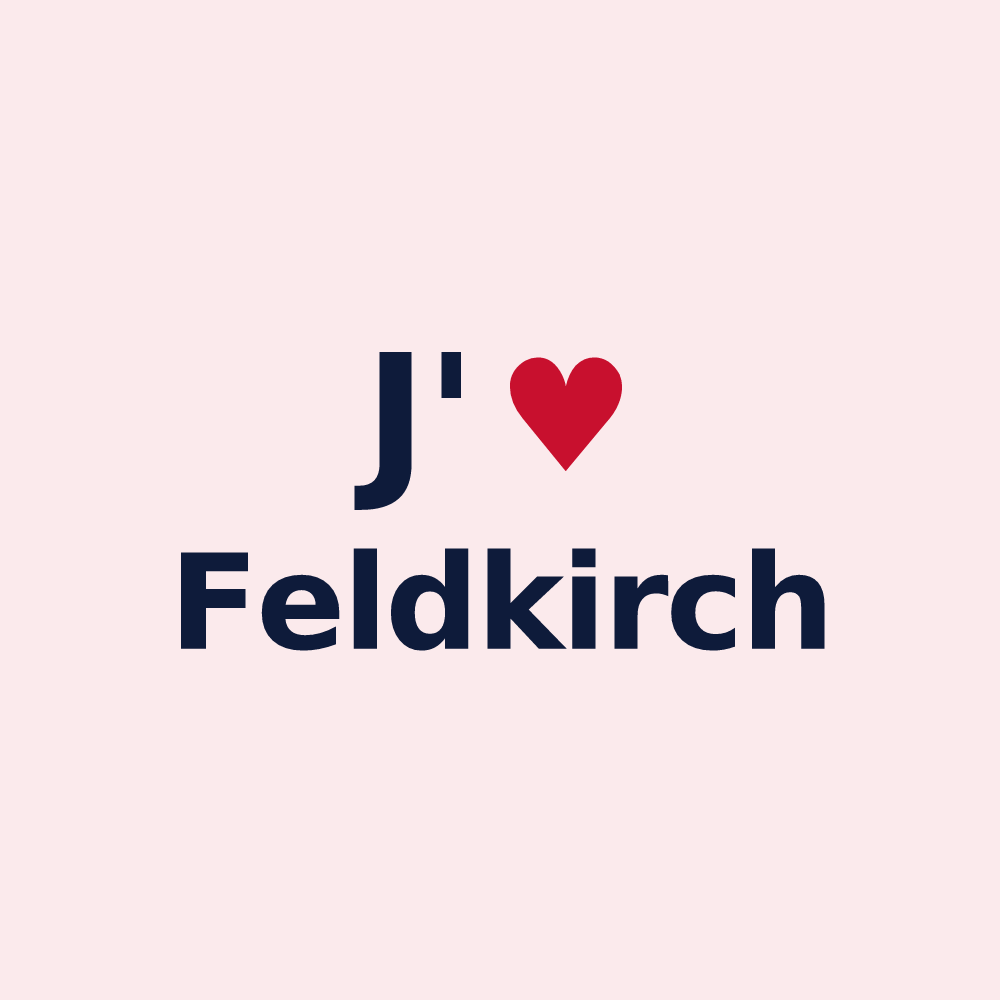 Magnet personnalisé Feldkirch — design « J'aime Feldkirch » imprimé sur le magnet