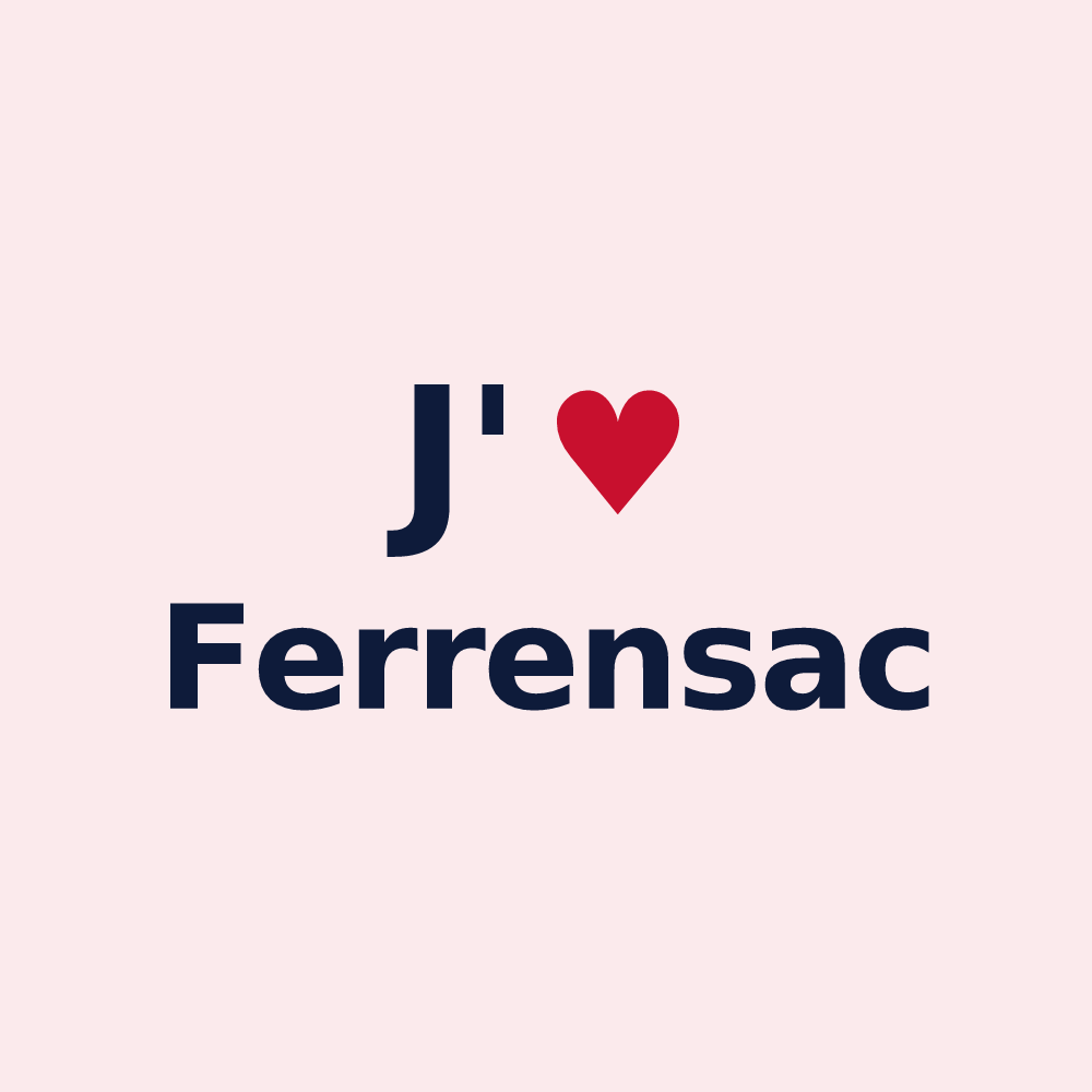 Magnet personnalisé Ferrensac — design J'aime Ferrensac