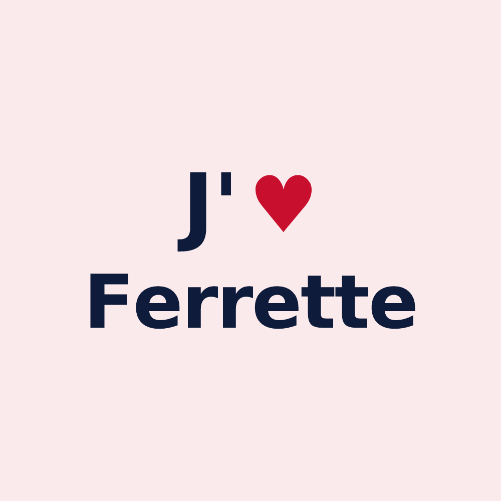 Magnet personnalisé Ferrette — design « J'aime Ferrette » imprimé sur le magnet