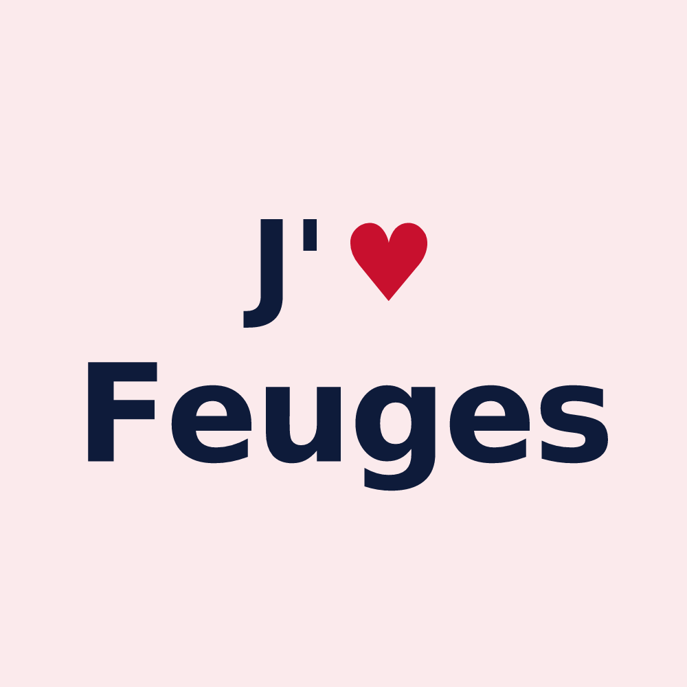 Magnet personnalisé Feuges — design « J'aime Feuges » imprimé sur le magnet