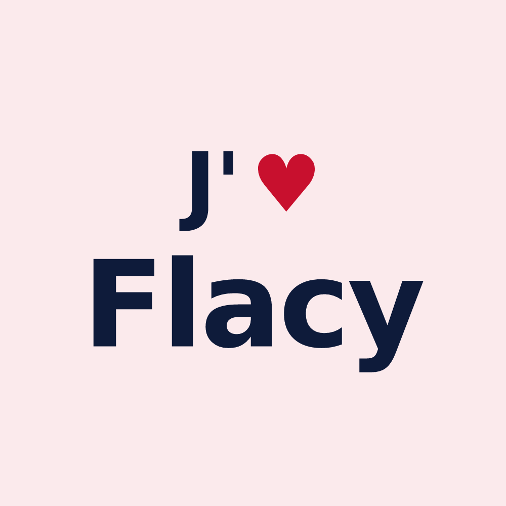 Magnet personnalisé Flacy — design « J'aime Flacy » imprimé sur le magnet
