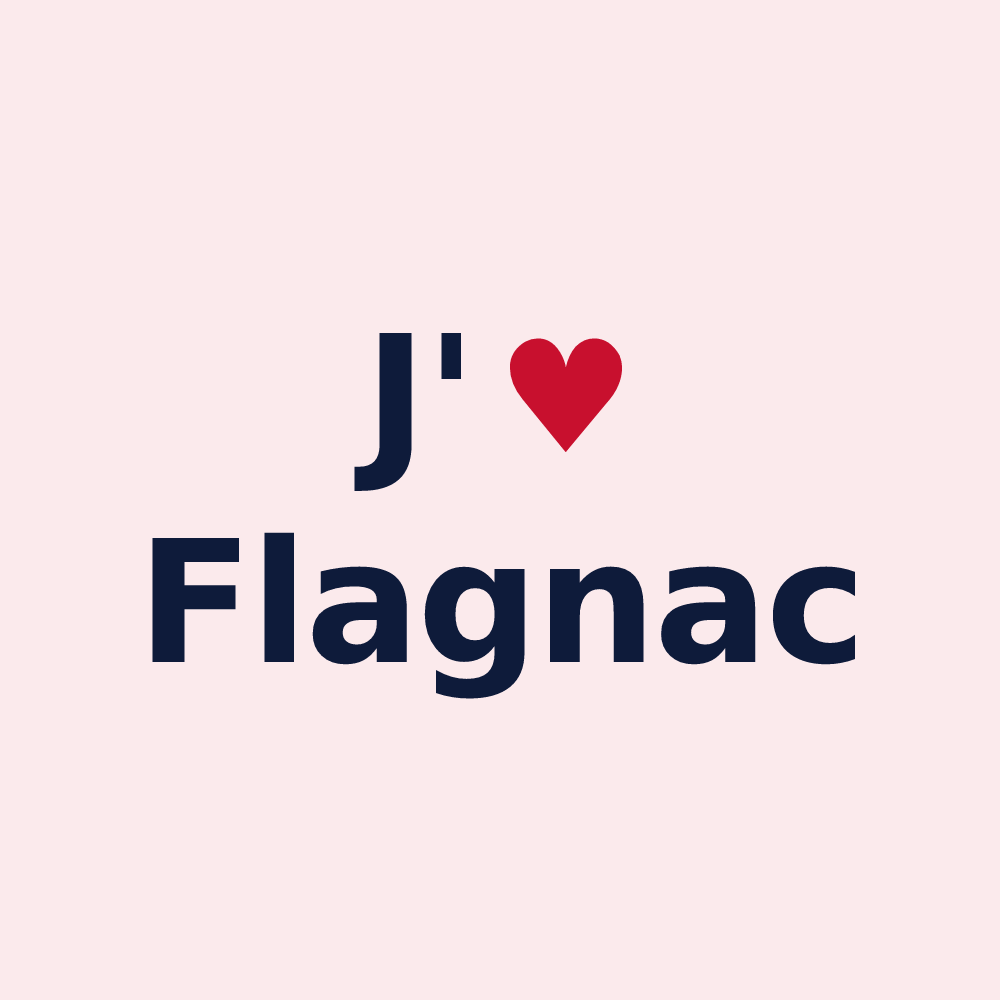 Magnet personnalisé Flagnac — design « J'aime Flagnac » imprimé sur le magnet