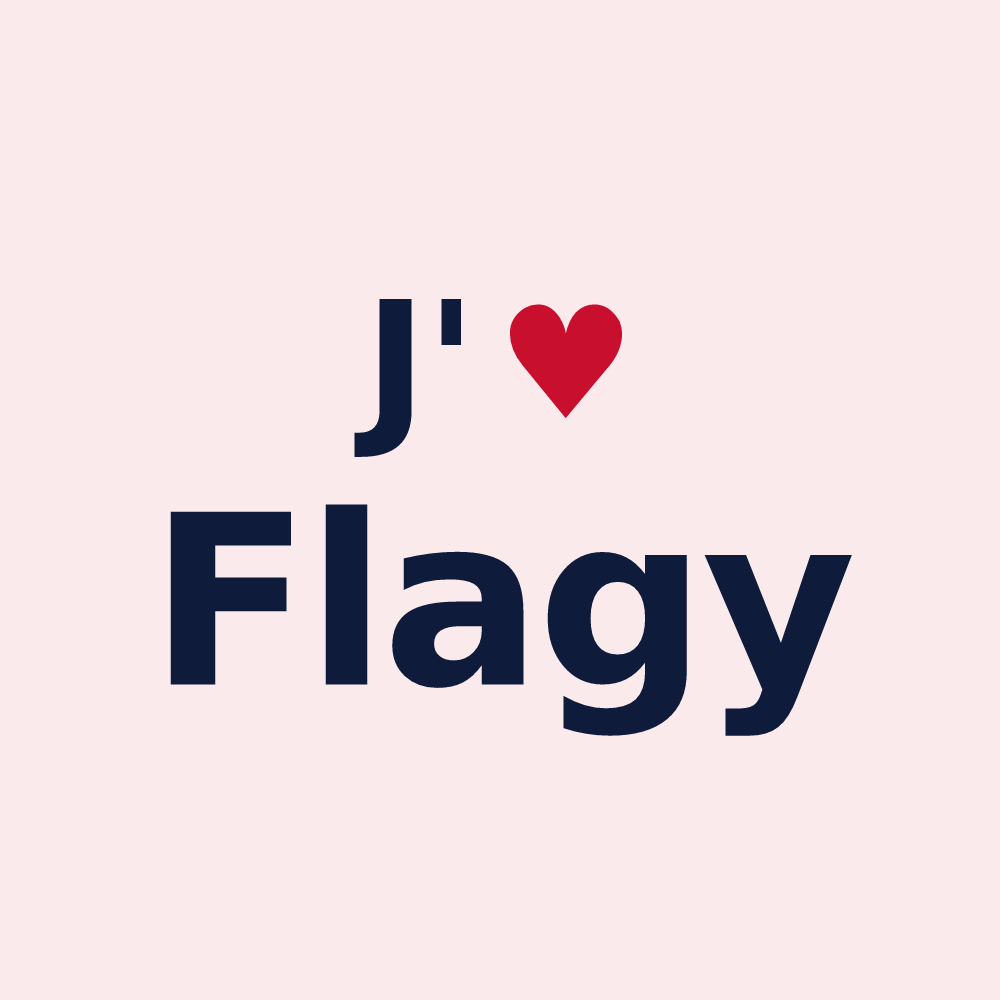 Magnet personnalisé Flagy — design « J'aime Flagy » imprimé sur le magnet