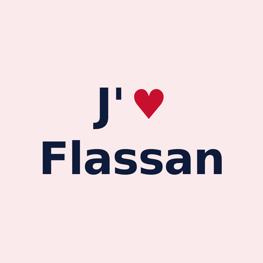 Magnet personnalisé Flassan — design J'aime Flassan