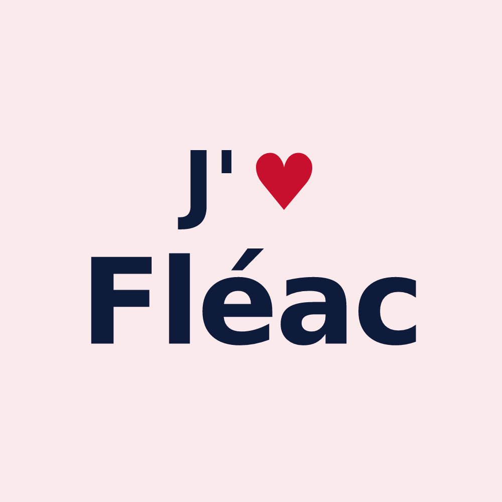 Magnet personnalisé Fléac — design « J'aime Fléac » imprimé sur le magnet