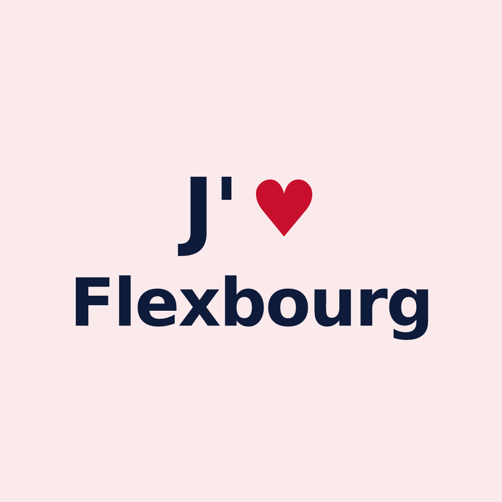 Magnet personnalisé Flexbourg — design « J'aime Flexbourg » imprimé sur le magnet