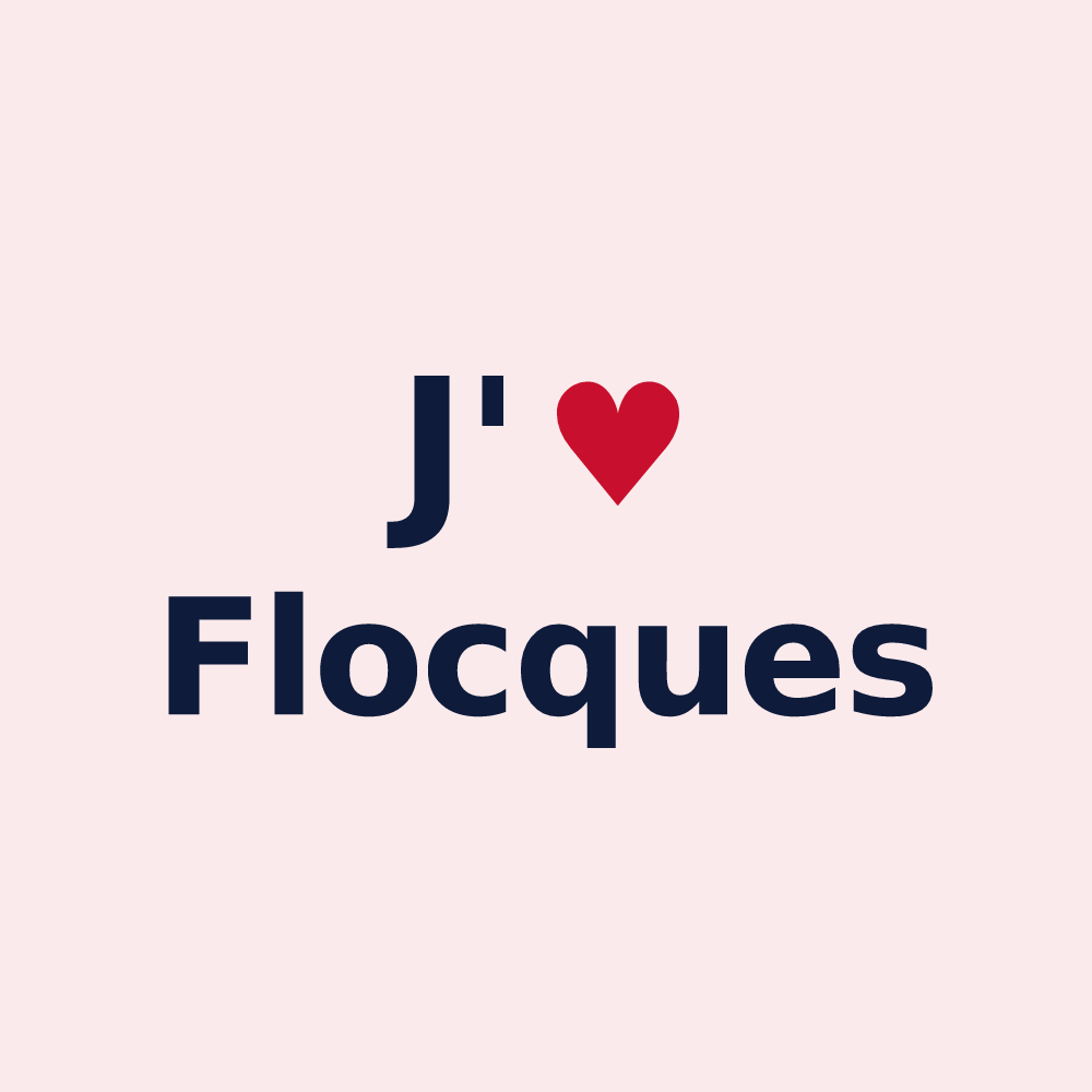 Magnet personnalisé Flocques — design « J'aime Flocques » imprimé sur le magnet