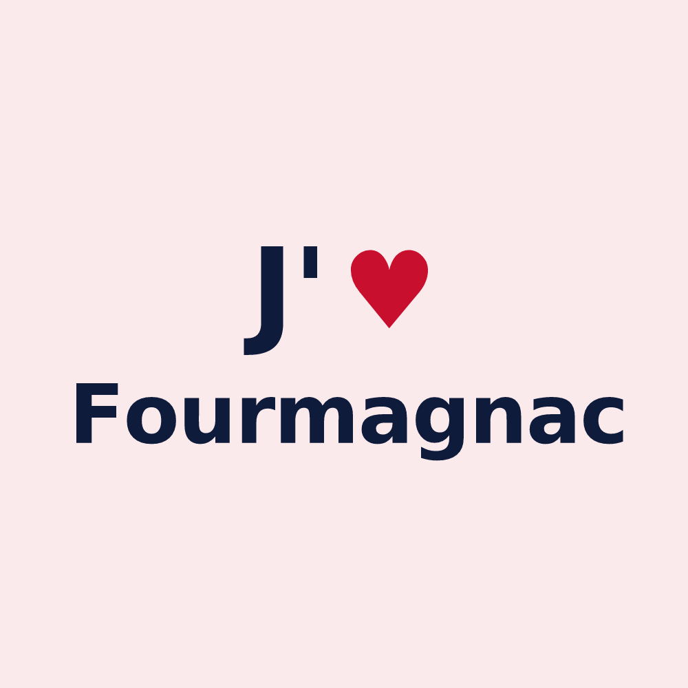 Magnet personnalisé Fourmagnac — design J'aime Fourmagnac