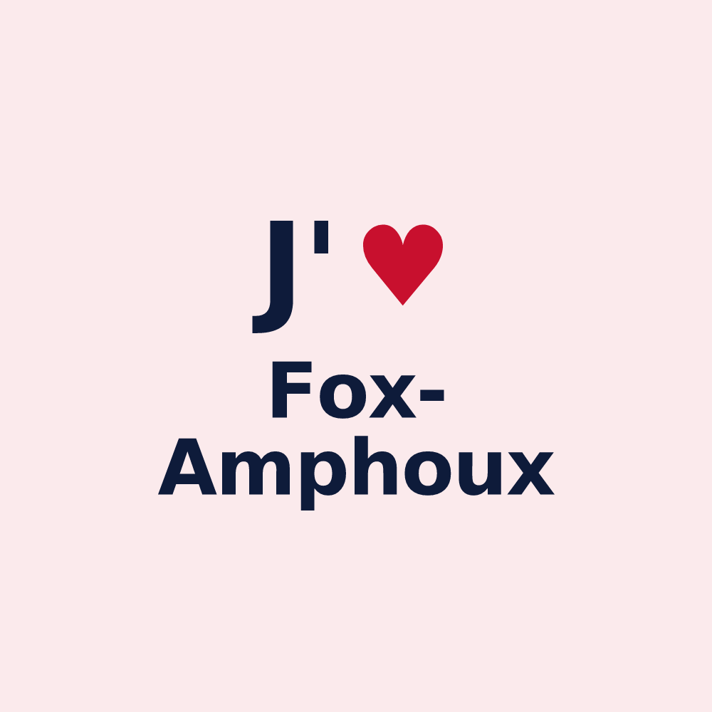 Magnet personnalisé Fox-Amphoux — design « J'aime Fox-Amphoux » imprimé sur le magnet