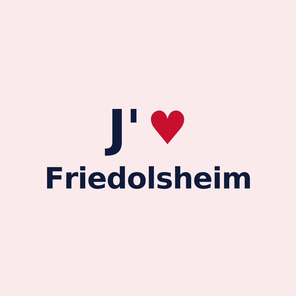Magnet personnalisé Friedolsheim — design « J'aime Friedolsheim » imprimé sur le magnet
