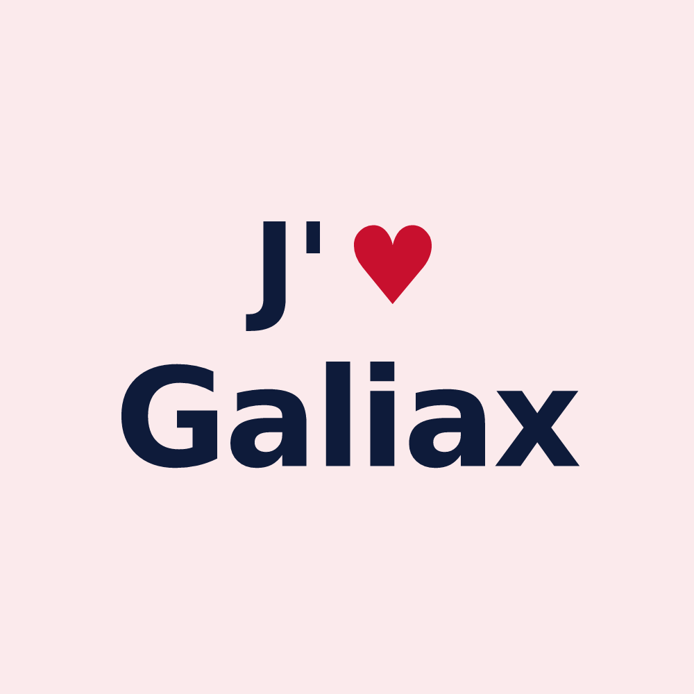 Magnet personnalisé Galiax — design « J'aime Galiax » imprimé sur le magnet