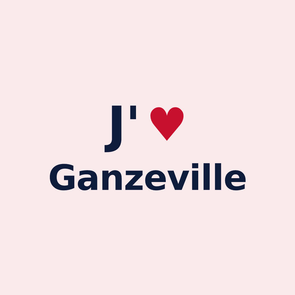 Magnet personnalisé Ganzeville — design J'aime Ganzeville