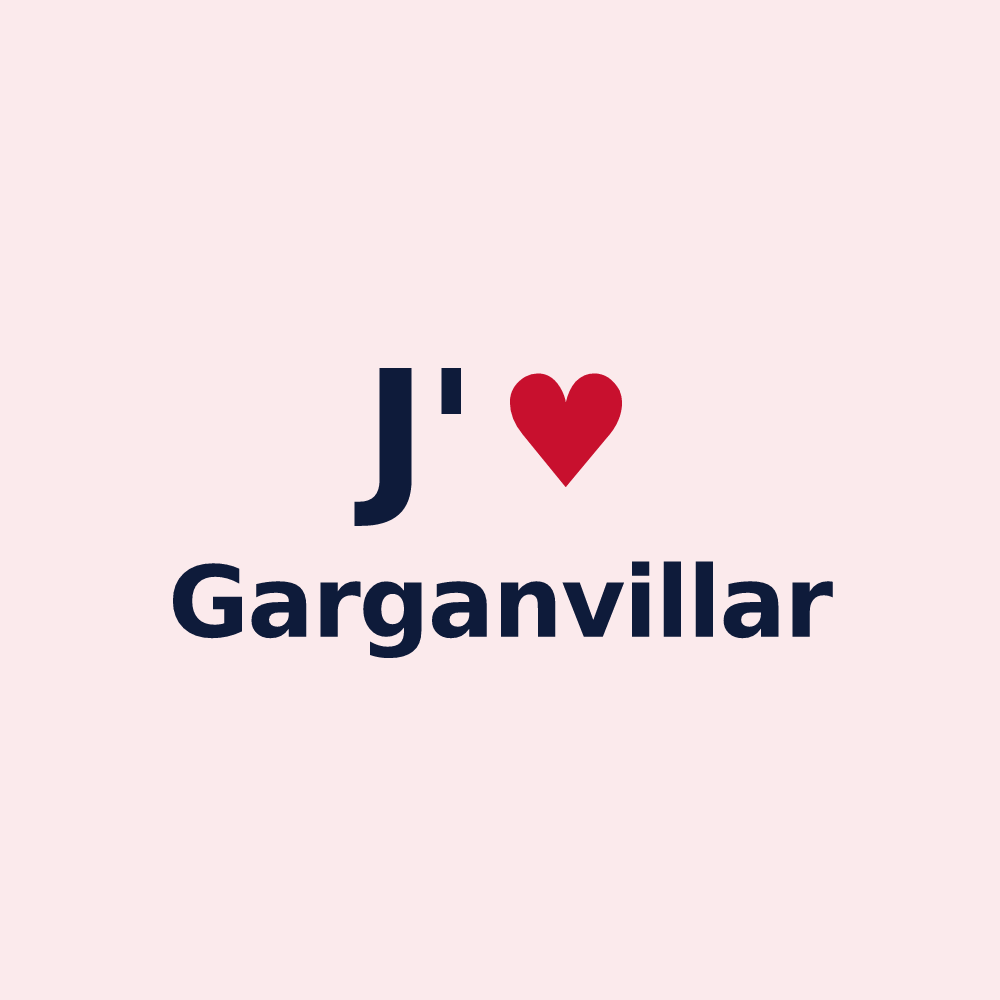 Magnet personnalisé Garganvillar — design « J'aime Garganvillar » imprimé sur le magnet