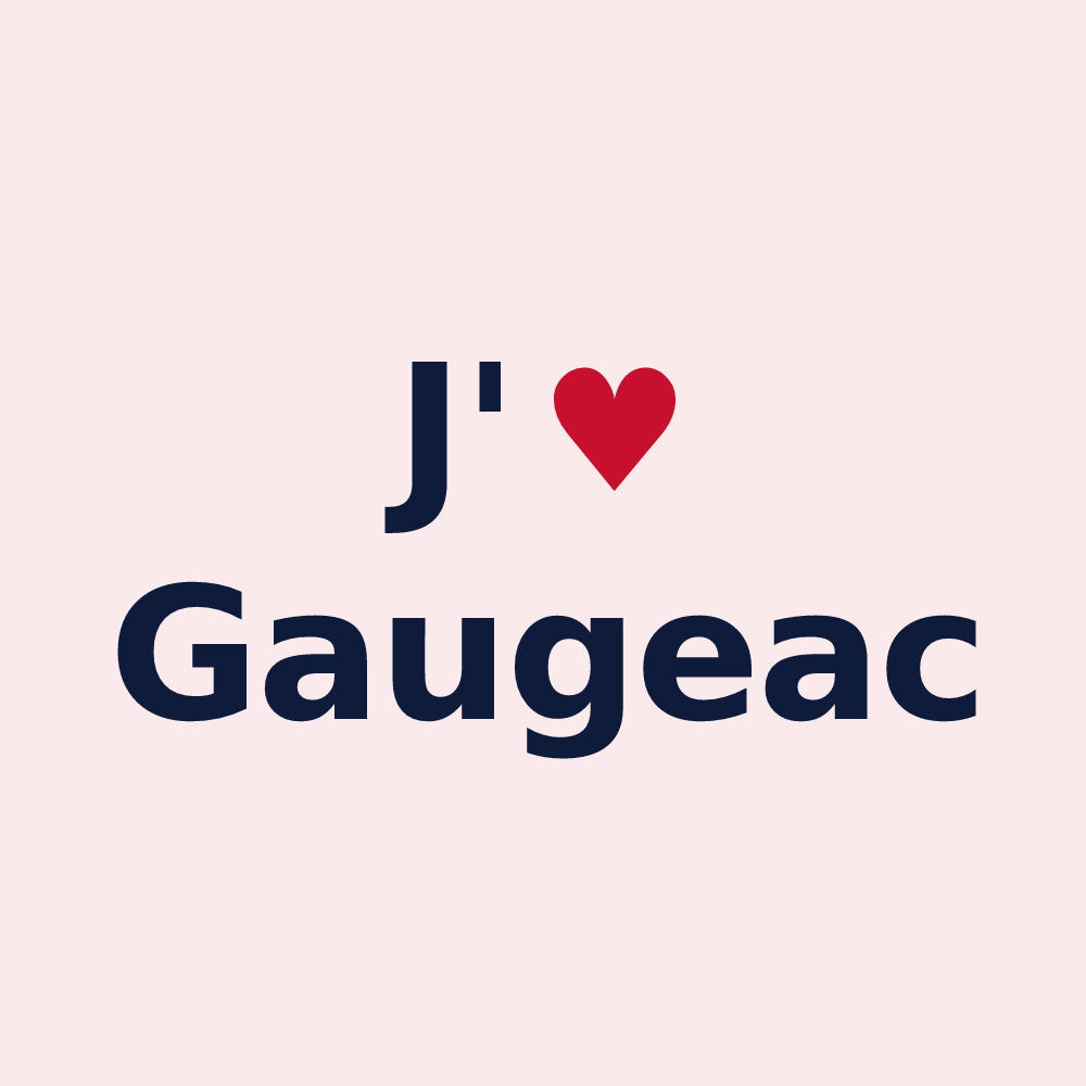 Magnet personnalisé Gaugeac — design « J'aime Gaugeac » imprimé sur le magnet
