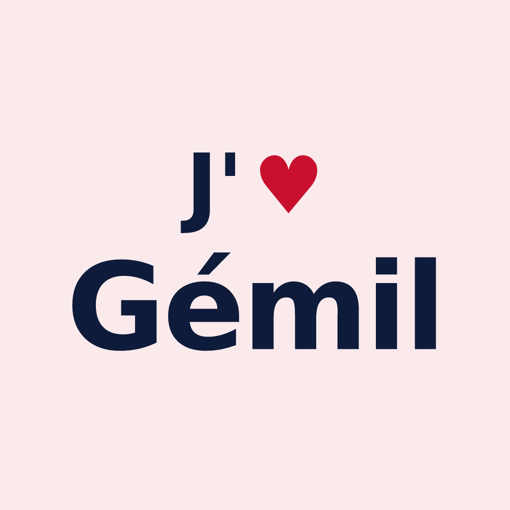 Magnet personnalisé Gémil — design « J'aime Gémil » imprimé sur le magnet