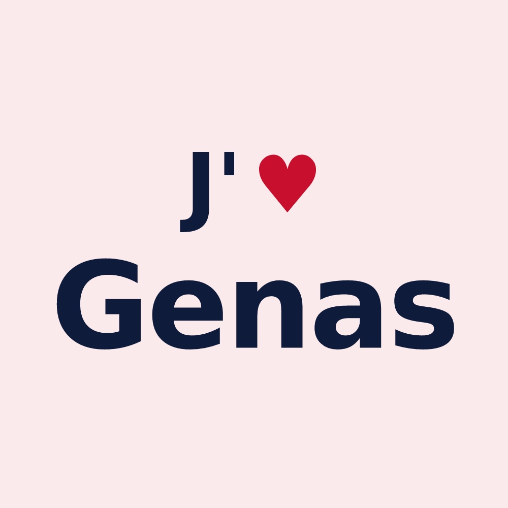 Magnet personnalisé Genas — design J'aime Genas