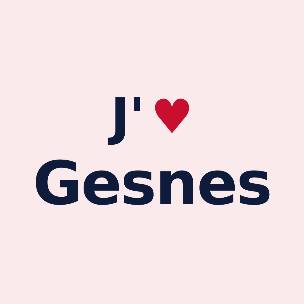 Magnet personnalisé Gesnes — design « J'aime Gesnes » imprimé sur le magnet
