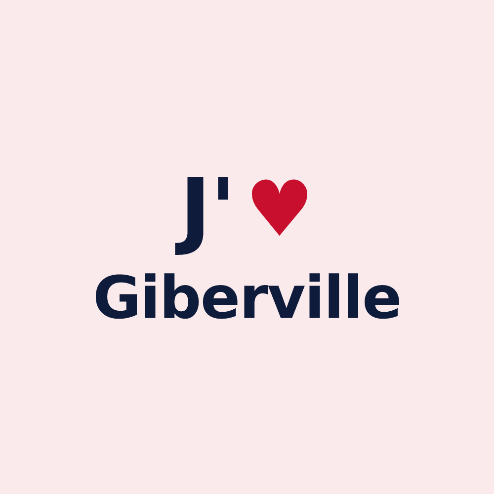 Magnet personnalisé Giberville — design « J'aime Giberville » imprimé sur le magnet