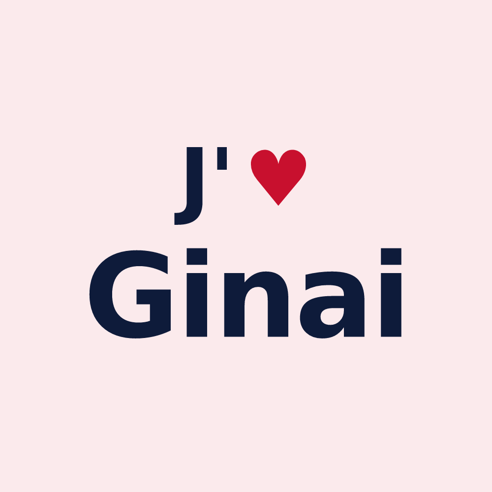 Magnet personnalisé Ginai — design « J'aime Ginai » imprimé sur le magnet