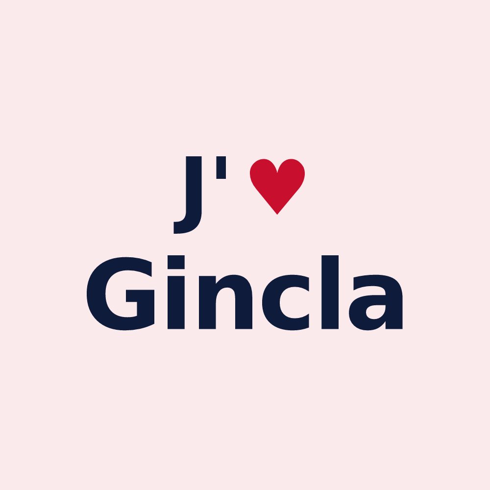 Magnet personnalisé Gincla — design « J'aime Gincla » imprimé sur le magnet
