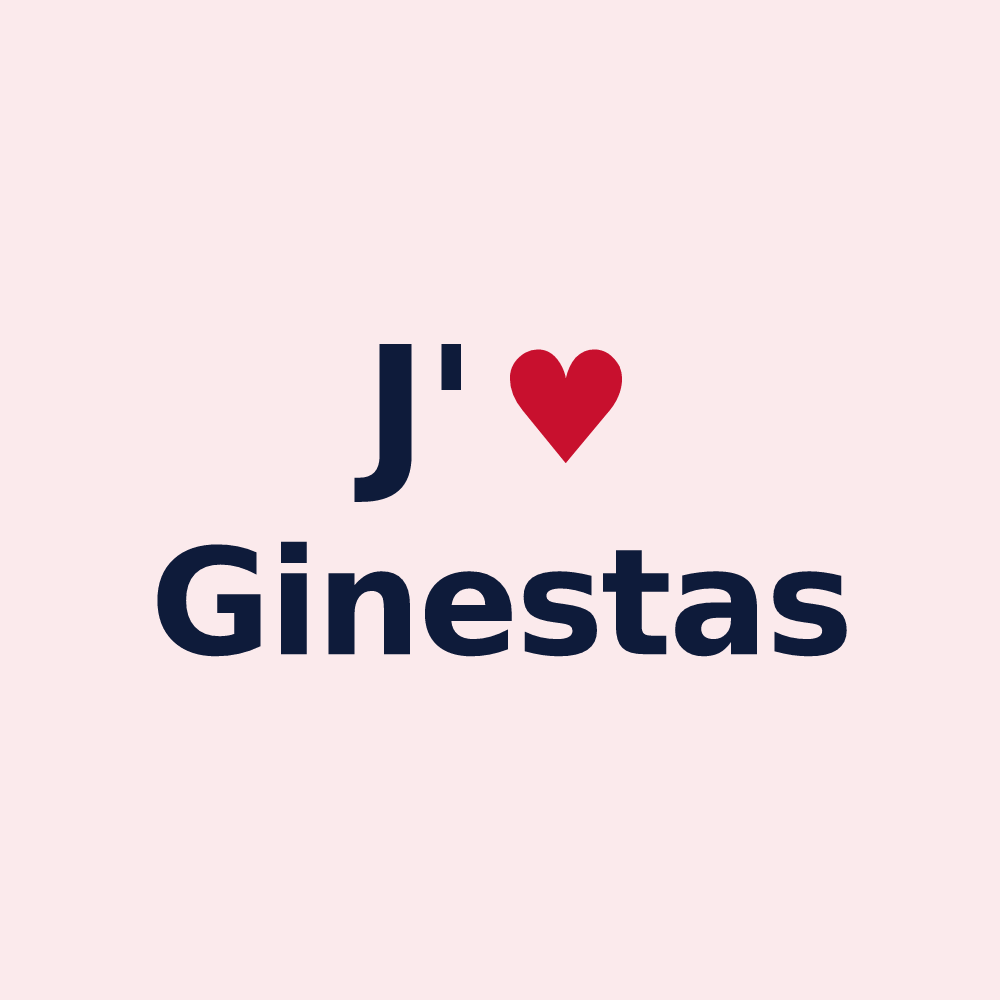 Magnet personnalisé Ginestas — design « J'aime Ginestas » imprimé sur le magnet
