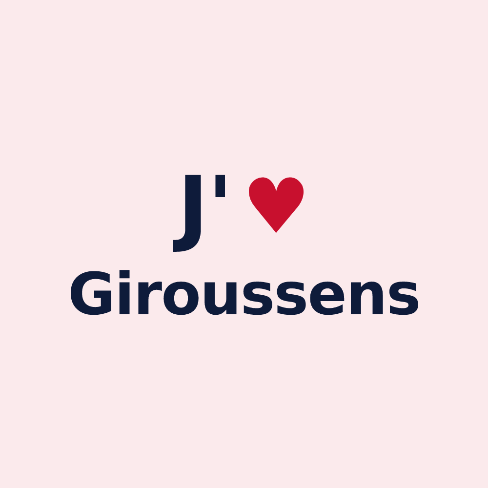 Magnet personnalisé Giroussens — design J'aime Giroussens