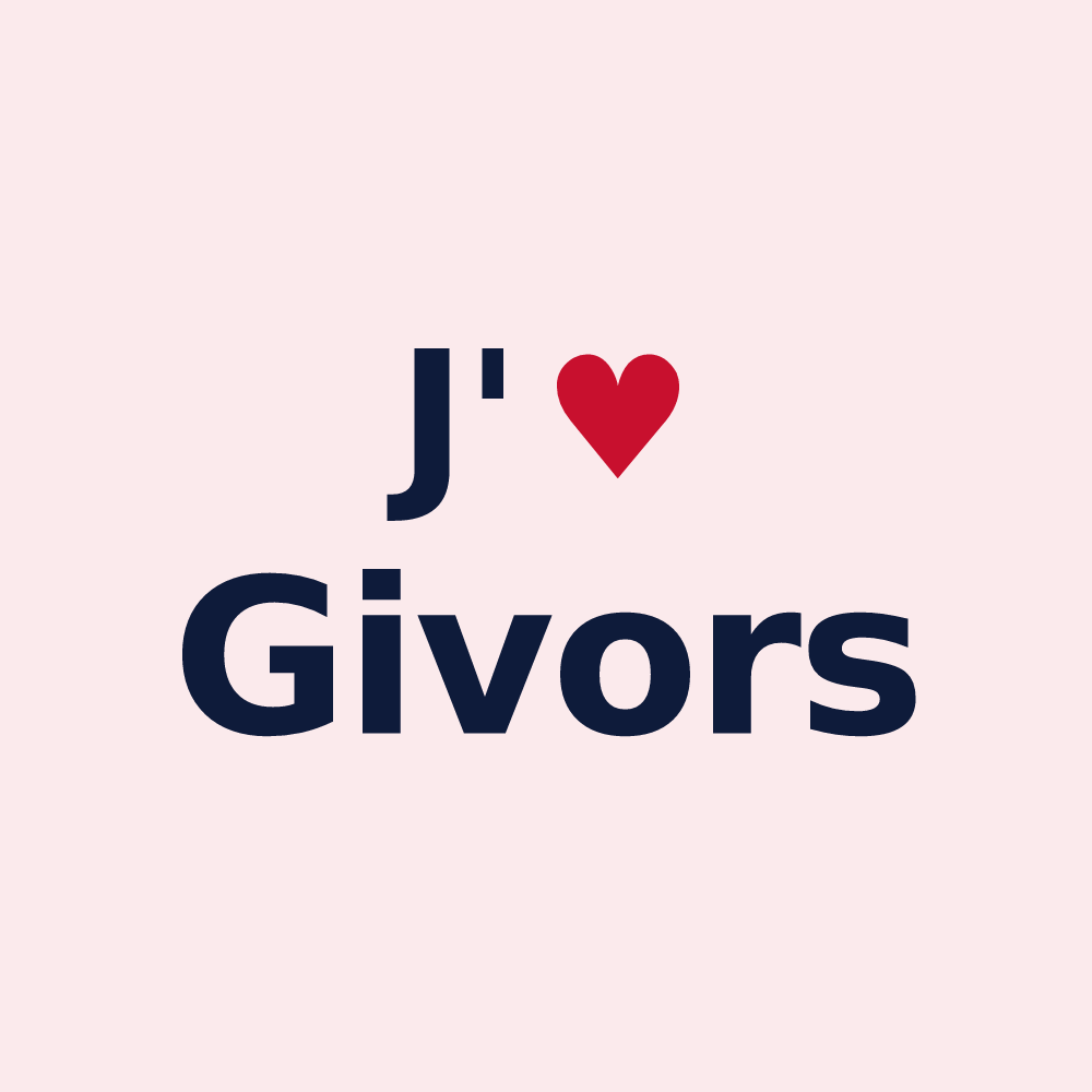 Magnet personnalisé Givors — design « J'aime Givors » imprimé sur le magnet