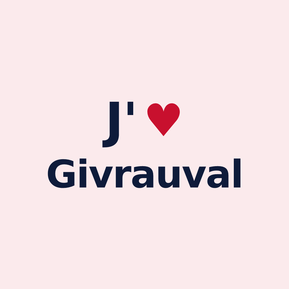 Magnet personnalisé Givrauval — design « J'aime Givrauval » imprimé sur le magnet