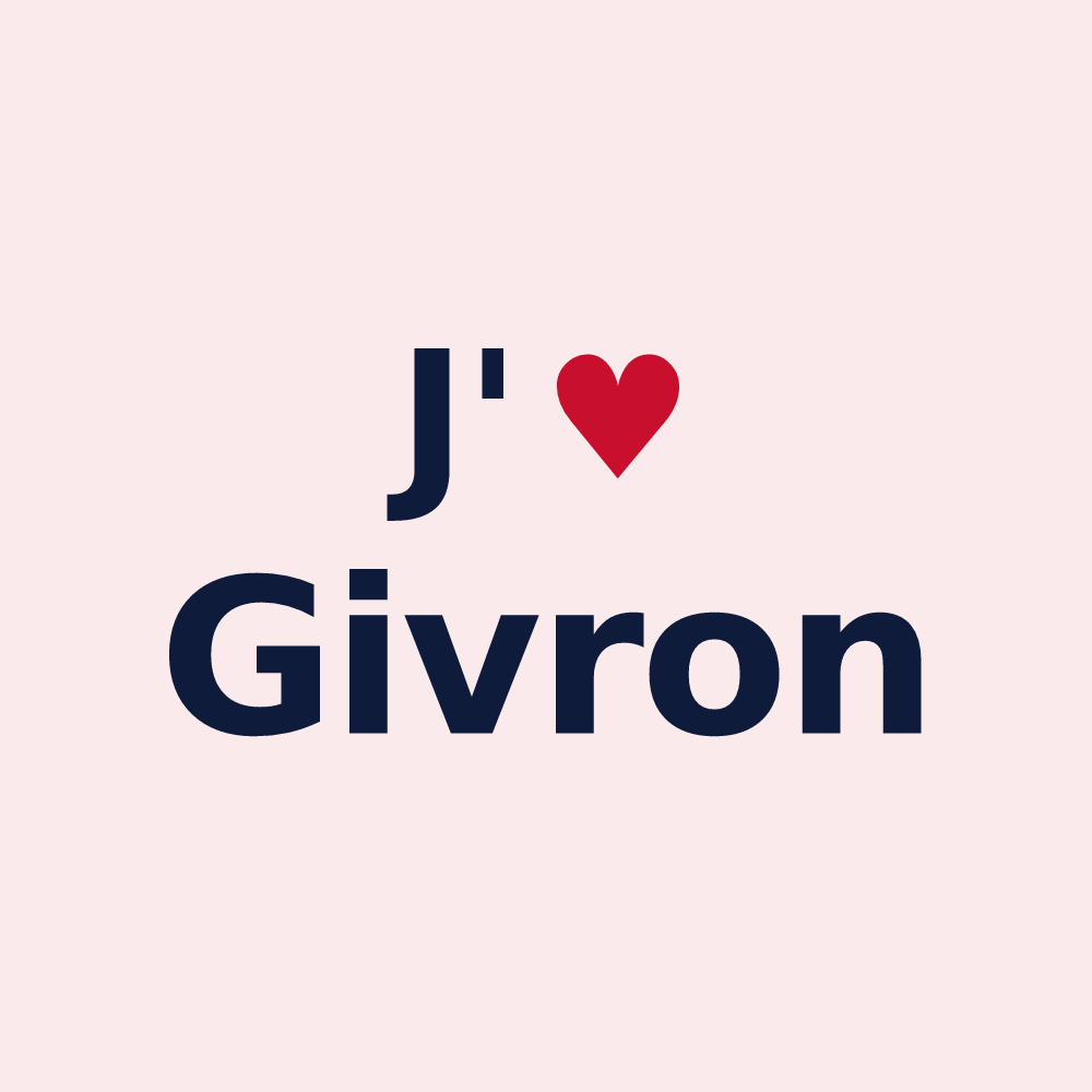 Magnet personnalisé Givron — design « J'aime Givron » imprimé sur le magnet