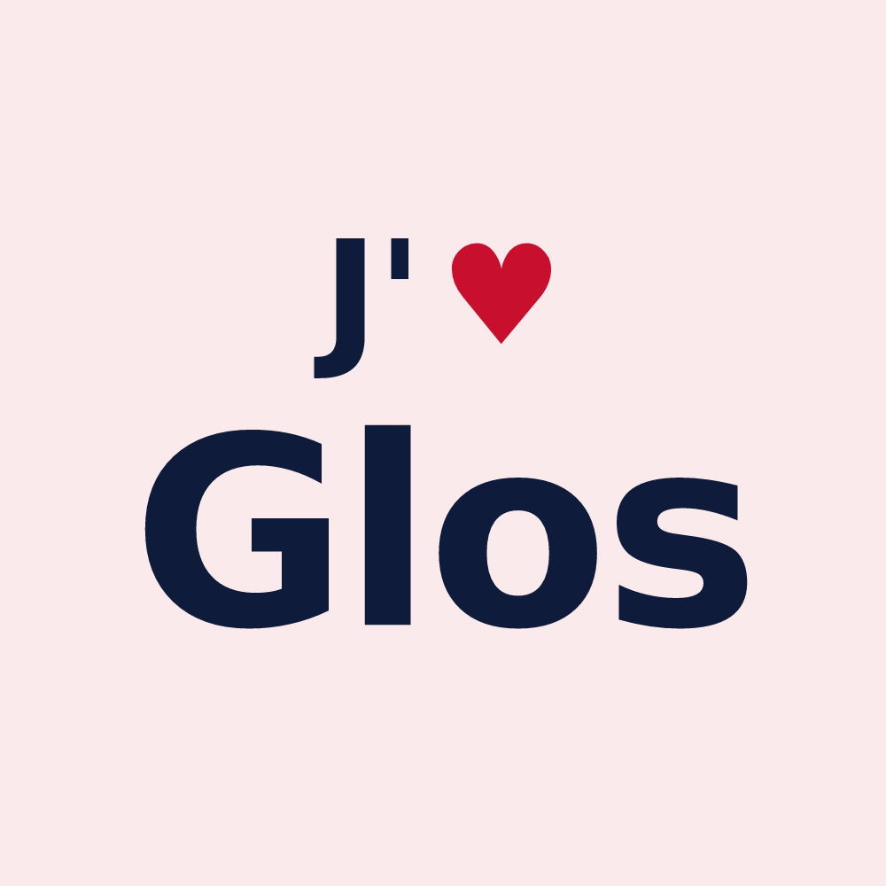 Magnet personnalisé Glos — design « J'aime Glos » imprimé sur le magnet